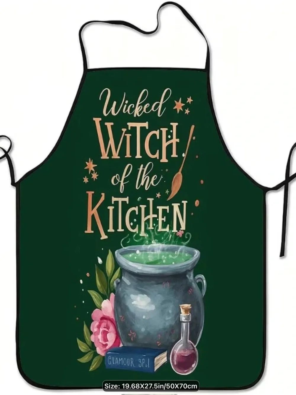 Wicked Witch of the Kitchen Green Halloween Apron